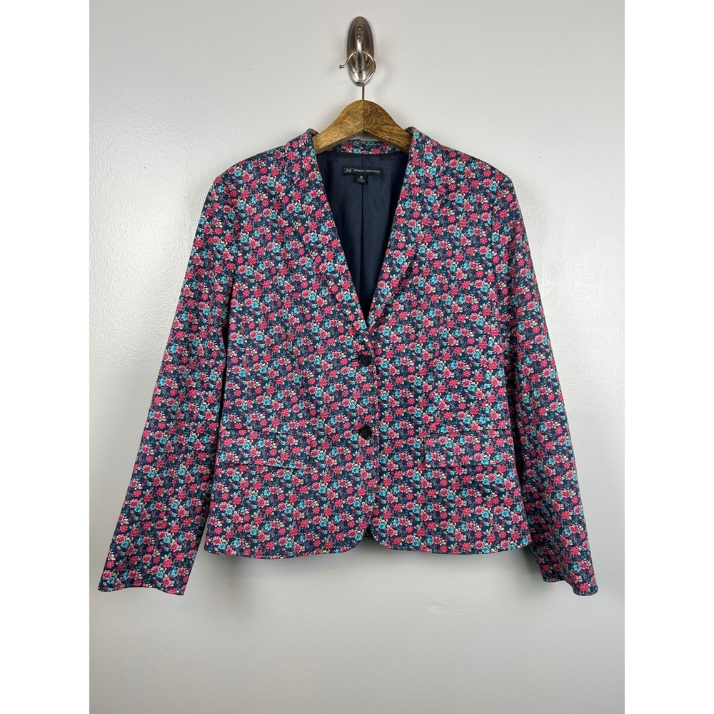 346 Brooks Brothers Womens Blazer Size‎ 14 Jacket Floral Navy Pink Blue Event